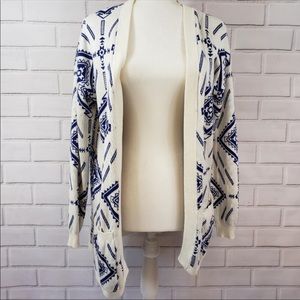 ISO Blue & White Lush Aztec Print Cardigan M/L